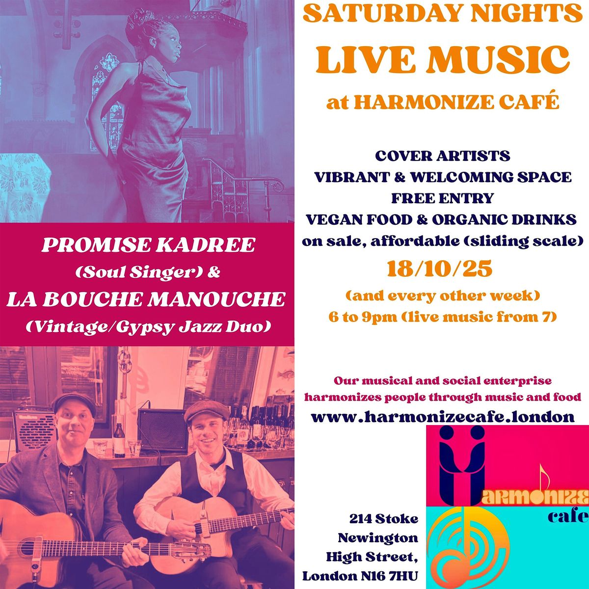 Promise Kadree and La Bouche Manouche at Harmonize Café, 18 October | Event in London | AllEvents