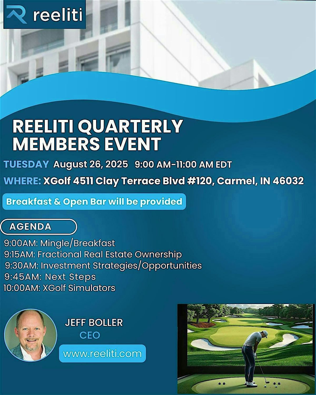 Reeliti Quarterly Members Event, 26 August | Event in Carmel | AllEvents
