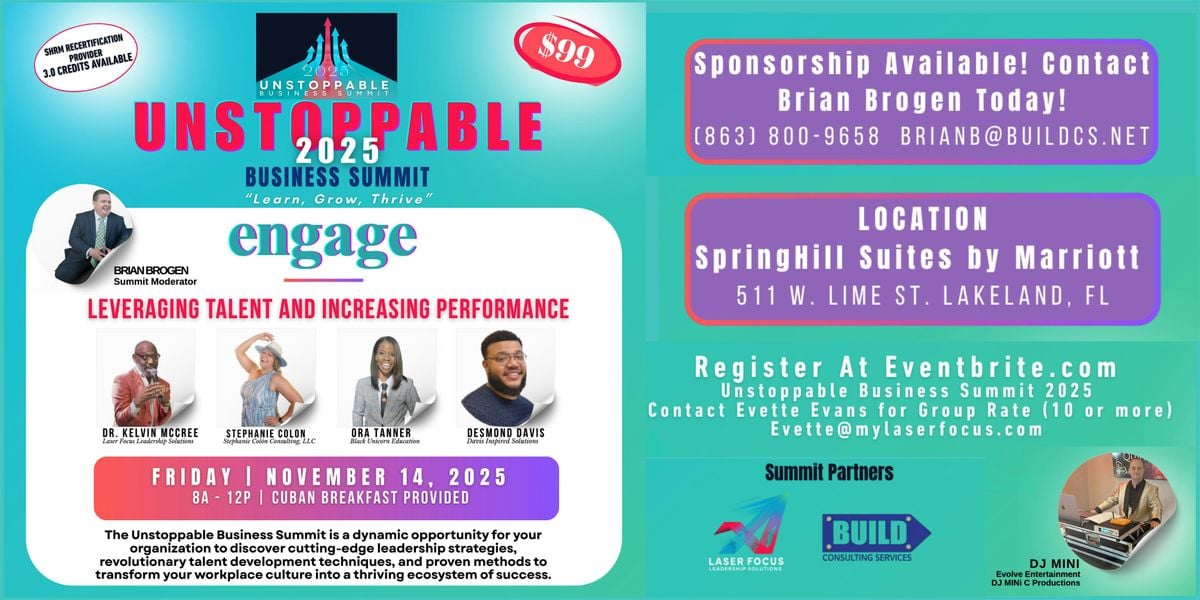 Unstoppable Business Summit 2025, 14 November | Event in Lakeland | AllEvents