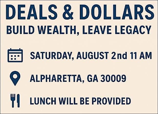 "Deals & Dollars: Build Wealth, Leave Legacy", 2 August | Event in Alpharetta | AllEvents