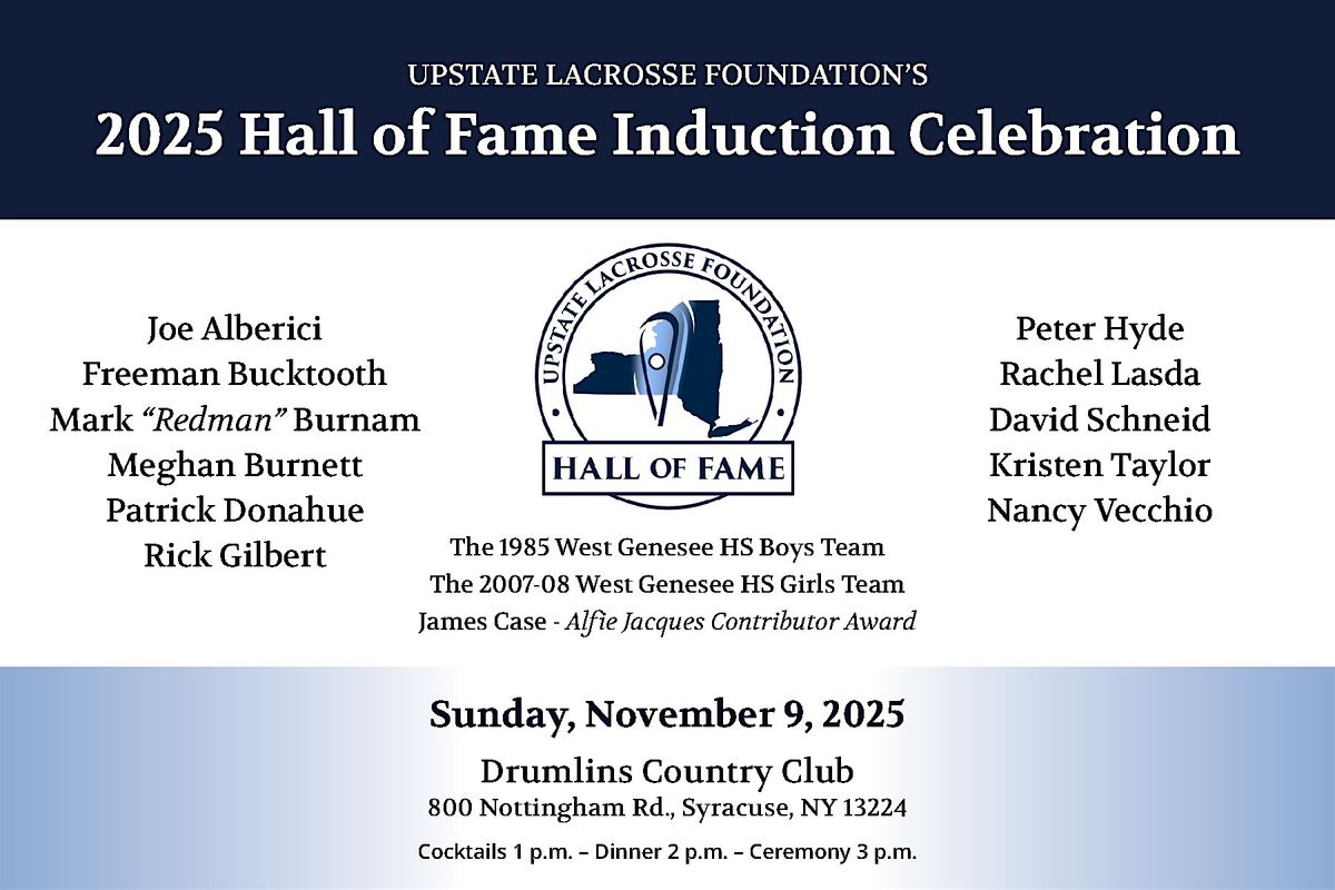 2025 Upstate Lacrosse Foundation Hall of Fame Dinner, 9 November | Event in Syracuse | AllEvents