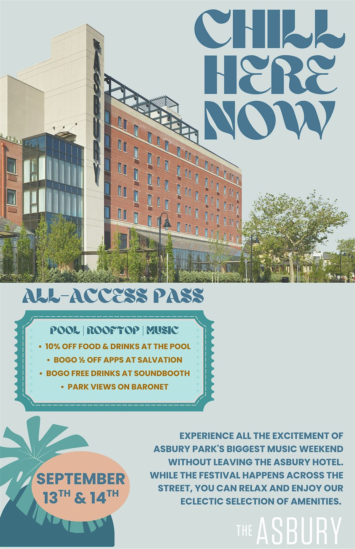 Chill Here Now 2025 | at The Asbury Hotel, 13 September | Event in Asbury Park | AllEvents