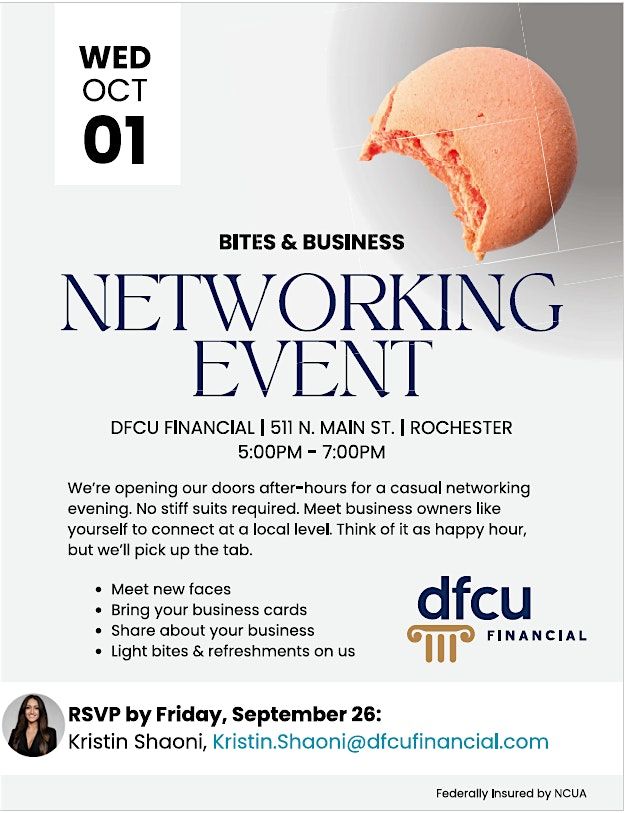 DFCU Financial: Open Networking, 1 October | Event in Rochester | AllEvents