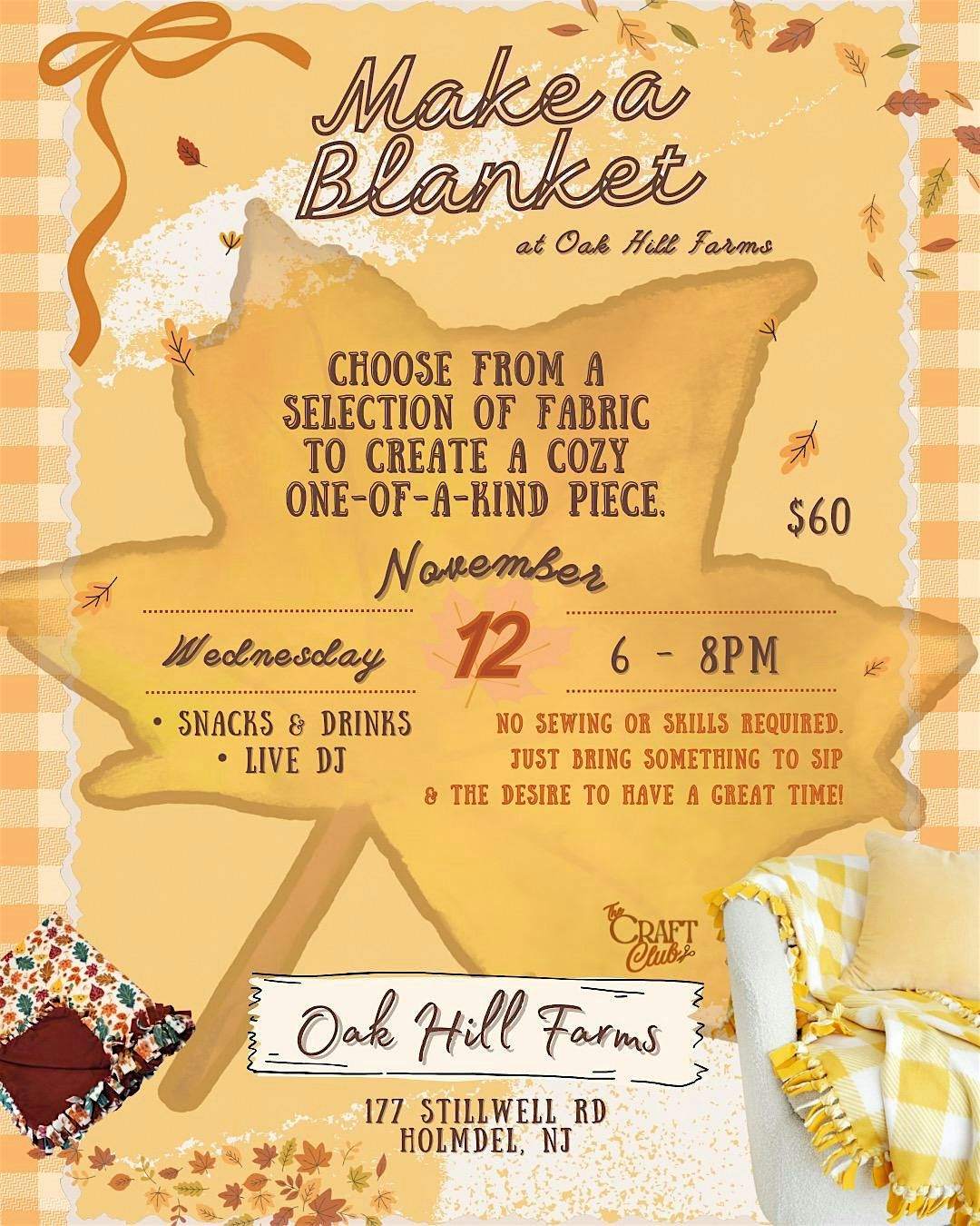 Make a Blanket at Oak Hill Farms Workshop, 12 November | Event in Holmdel | AllEvents