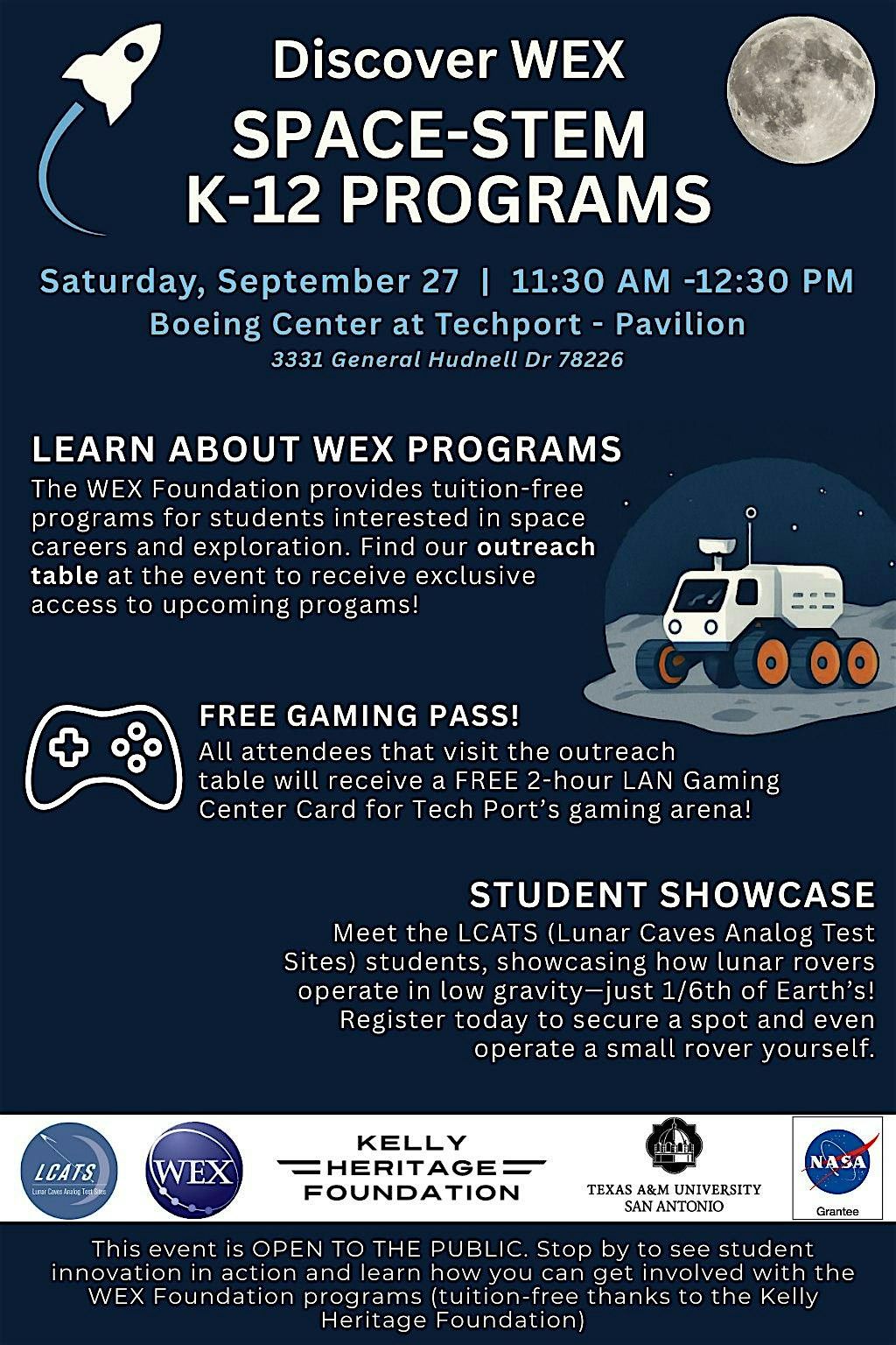 Discover WEX: Space STEM Programs and Student Showcase!, 27 September | Event in San Antonio | AllEvents