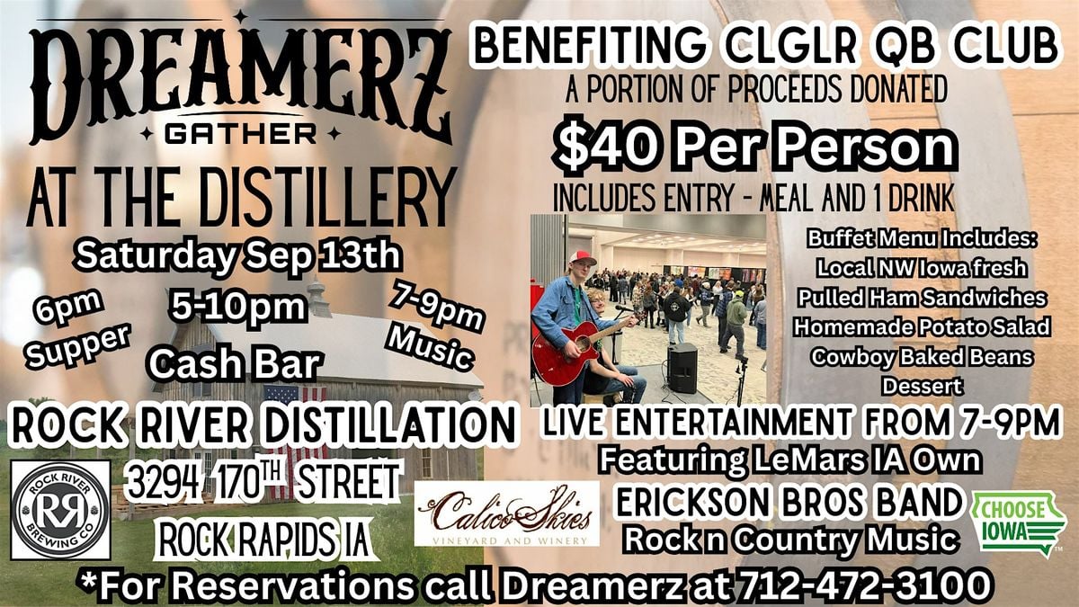 Dreamerz at the Distillery, 13 September | Event in Rock Rapids | AllEvents