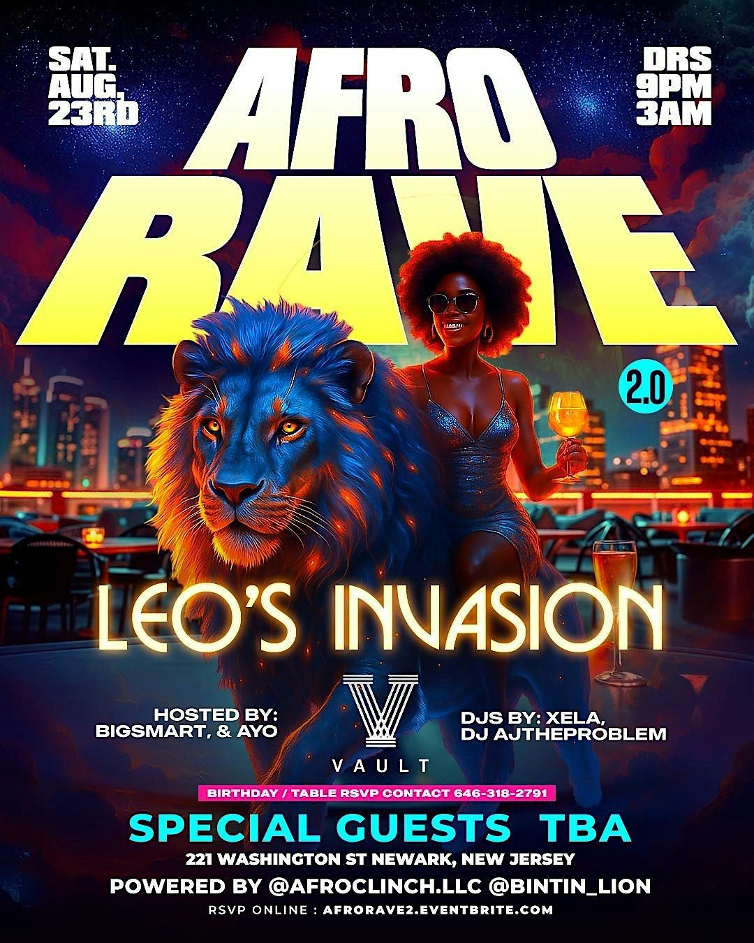 AFRORAVE 2.0 (LEO’S INVASION) RoofTop, 23 August | Event in Newark | AllEvents
