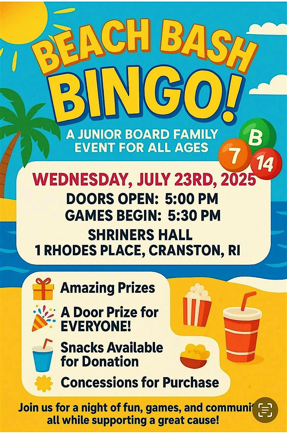 BEACH BASH FAMILY BINGO, 23 July | Event in Cranston | AllEvents