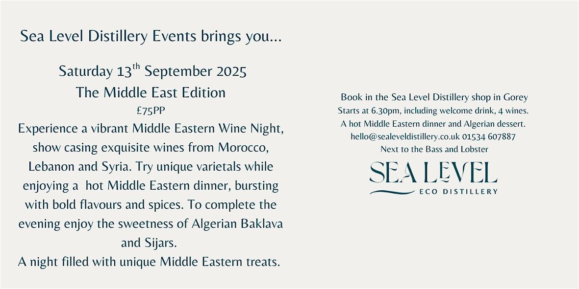 The Middle East Edition Wine Tasting Evening, 13 September | Event in Jersey | AllEvents