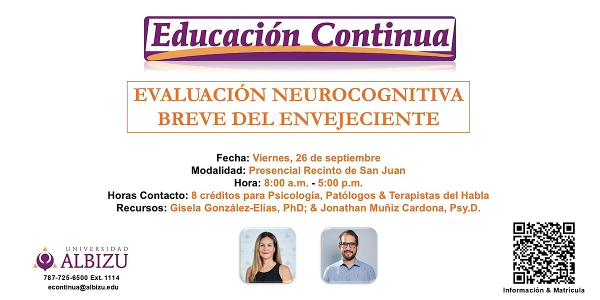 Curso presencial SJ "Evaluación Neurocognitiva breve del envejeciente", 26 September | AllEvents