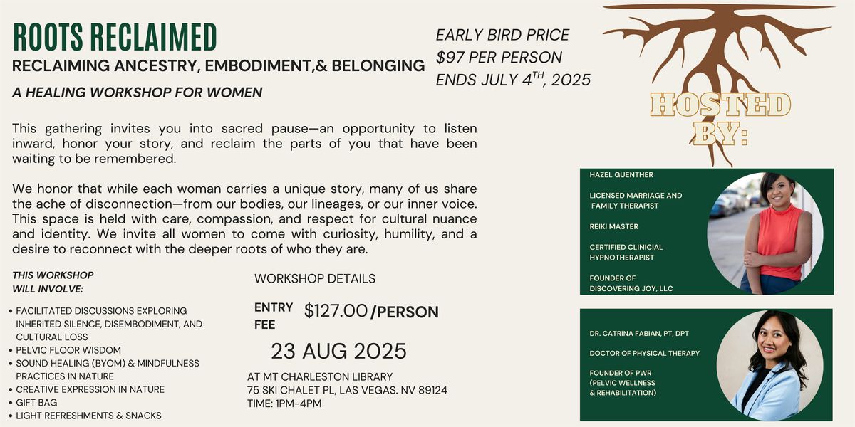 Roots Reclaimed: Reclaiming Ancestry, Embodiment, & Belonging, 23 August | Event in Mount Charleston | AllEvents