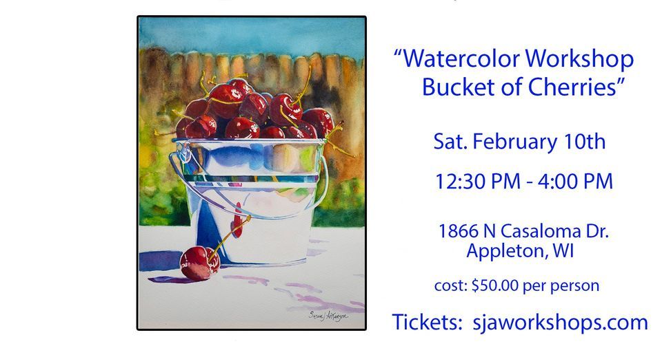 Watercolor “Cherries in a Bucket”, 1866 N Casaloma Dr
