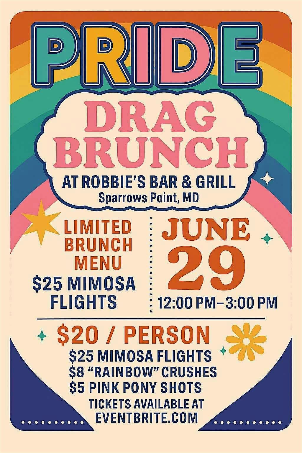 Robbies Pride Drag Brunch, 29 June | Event in Sparrows Point | AllEvents