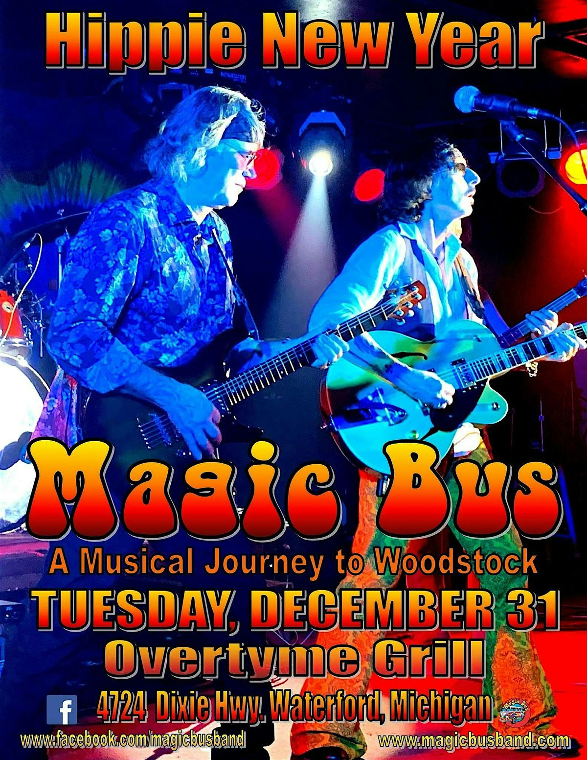 "Hippie New Year" Magic Bus at Overtyme Grill and Taproom New Years Eve, 31 December | Event in Waterford Township