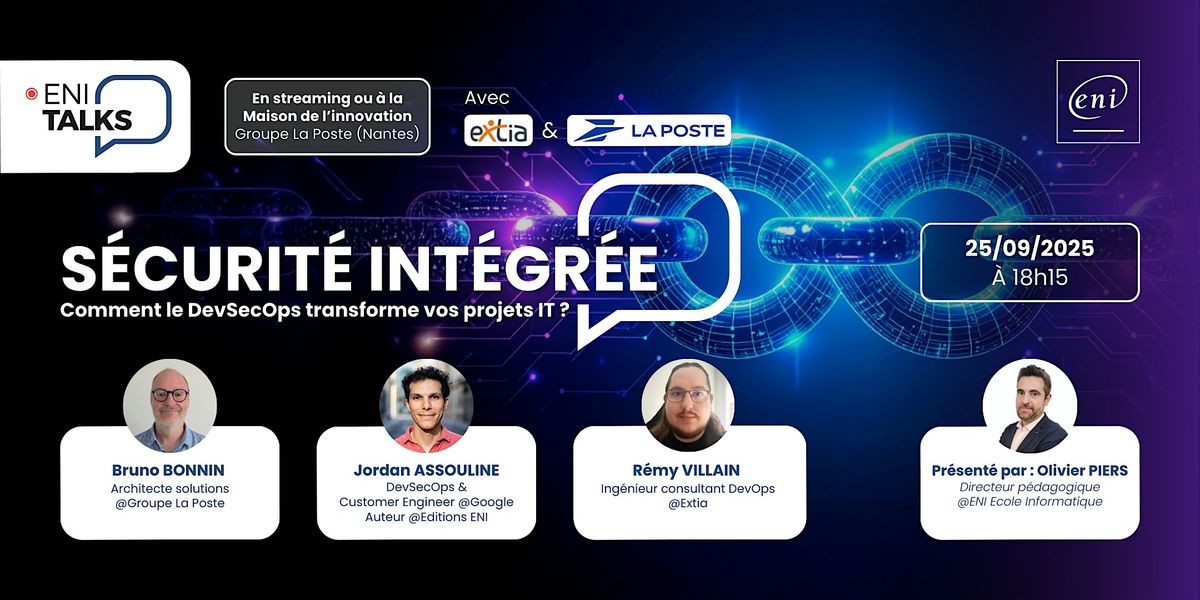 ENI Talks｜Sécurité intégrée: comment le DevSecOps transforme vos projets IT, 25 September | AllEvents