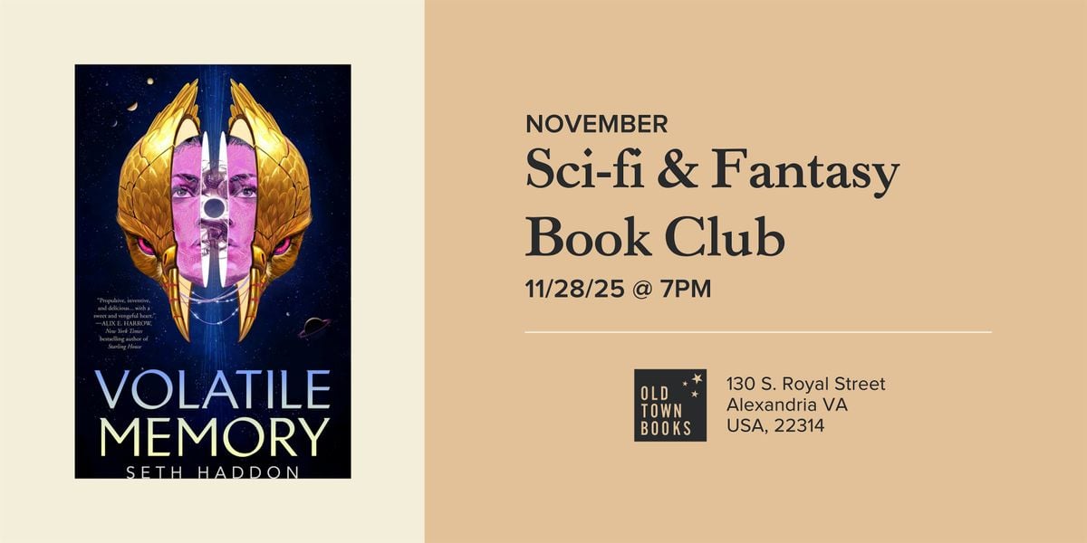 November Sci-Fi & Fantasy Book Club: Volatile Memory, 28 November | Event in Alexandria | AllEvents