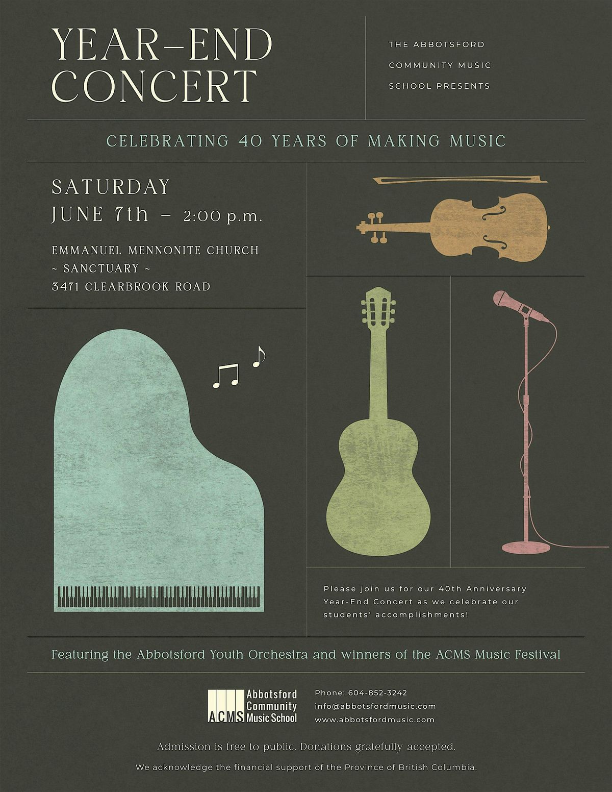 ACMS 40th Anniversary Year-End Concert, 7 June | Event in Abbotsford | AllEvents