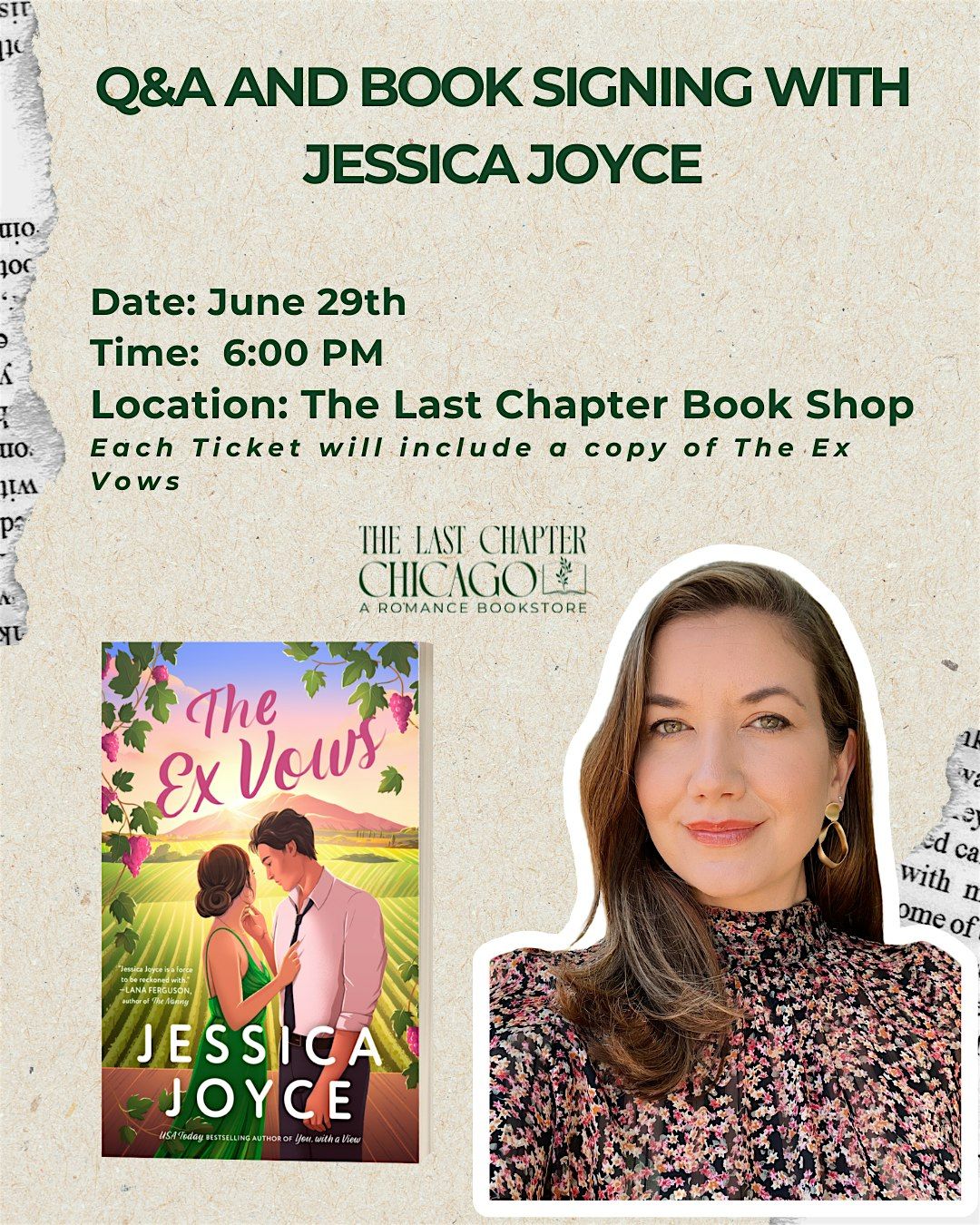 Q&A and Book Signing with Jessica Joyce, 29 June | Event in Chicago | AllEvents