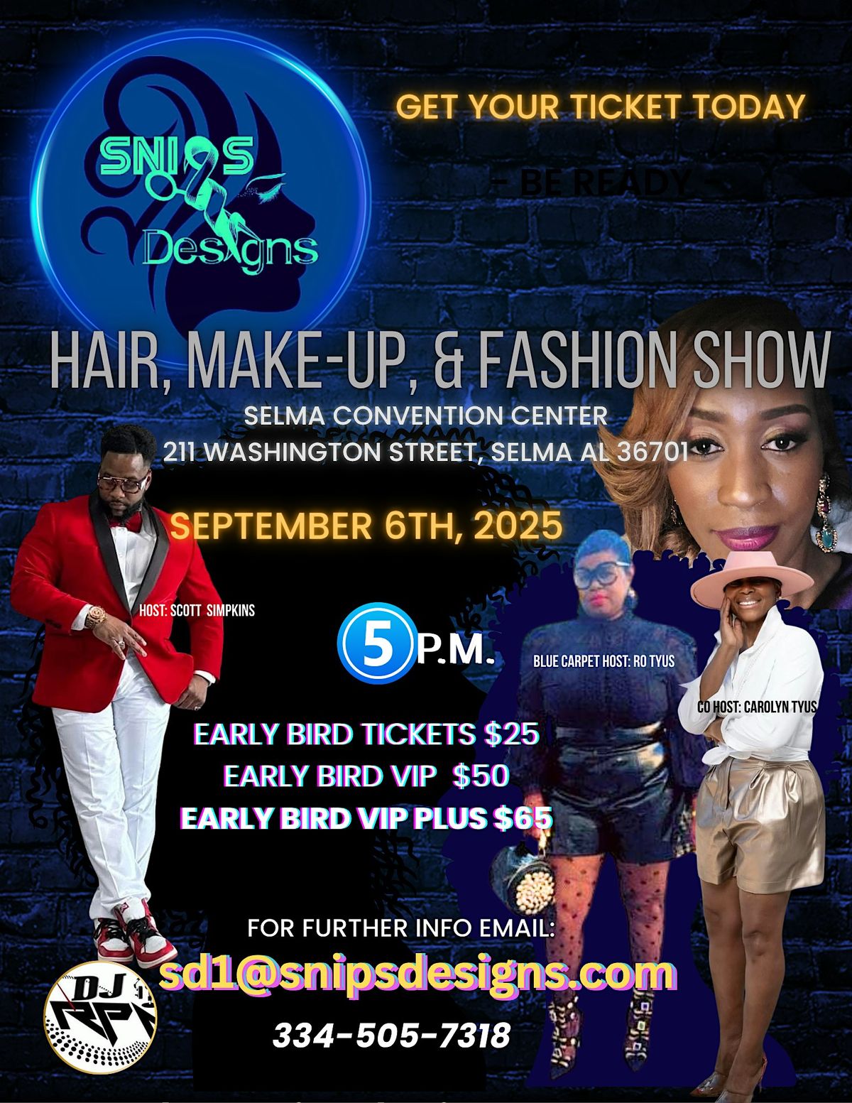 Snips Designs Hair, Make-up,  and Fashion Show 2025, 6 September | Event in Selma | AllEvents