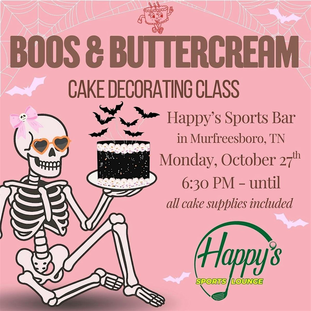 Boo's and Buttercream at Happy’s Sport Lounge, 27 October | Event in Murfreesboro | AllEvents