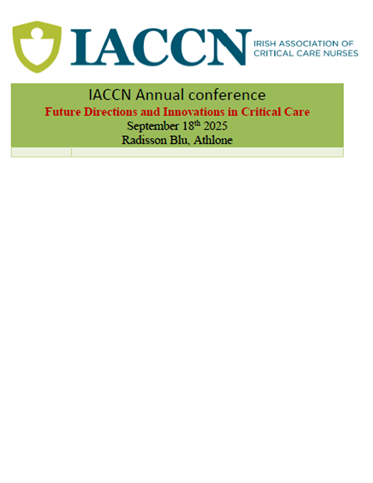 Irish Association of Critical Care nurses Conference 2025, 18 September | Event in Athlone | AllEvents