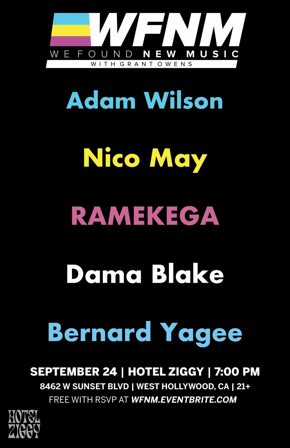 Adam Wilson,  Nico May,  RAMEKEGA,   Dama Blake,  Bernard Yagee, 24 September | Event in West Hollywood | AllEvents