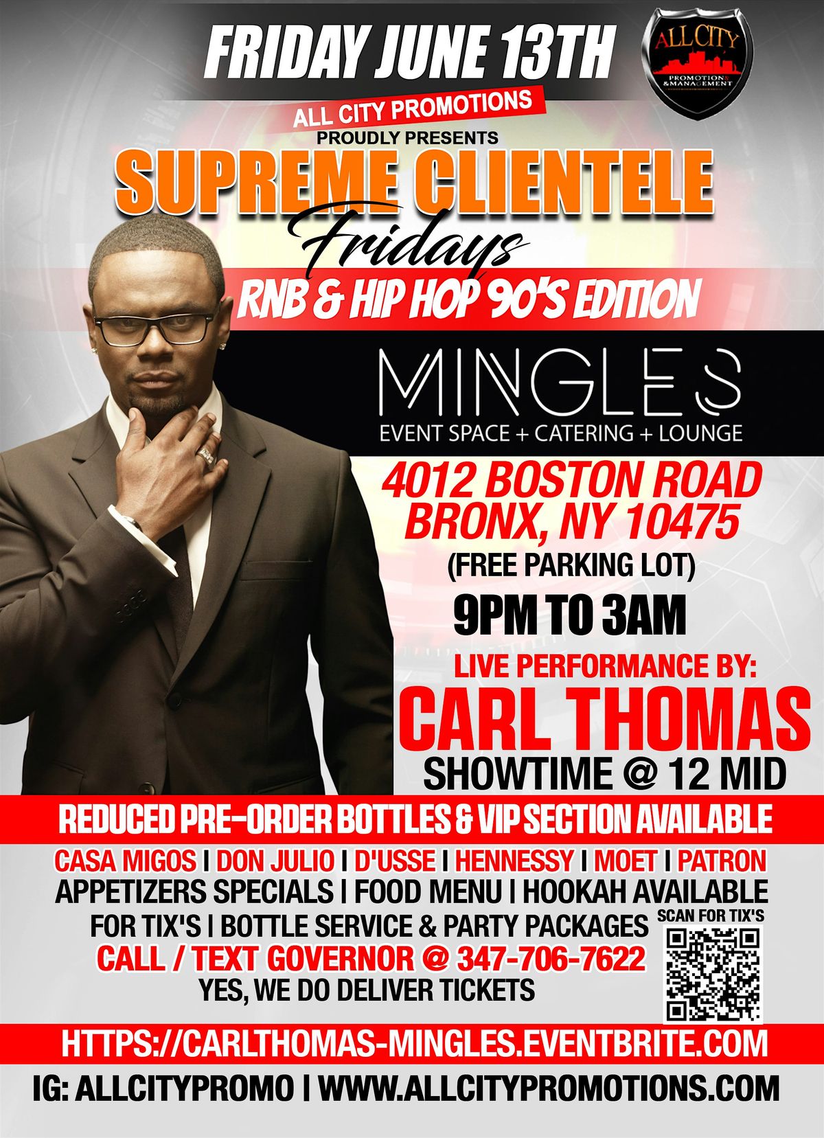 Friday June 13th CARL THOMAS - Supreme Clientele Friday's @ MINGLES, 13 June | Event in The Bronx | AllEvents