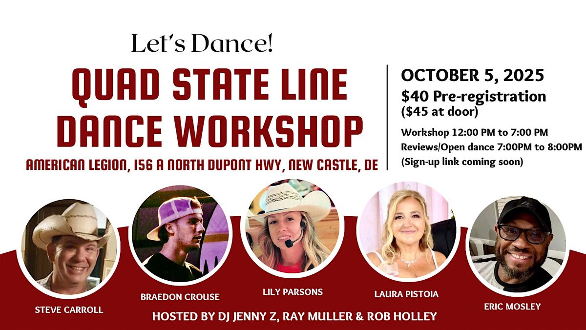 Quad State Line Dance Workshop hosted by Rob Holley, Ray Muller &DJ Jenny Z, 5 October | Event in New Castle