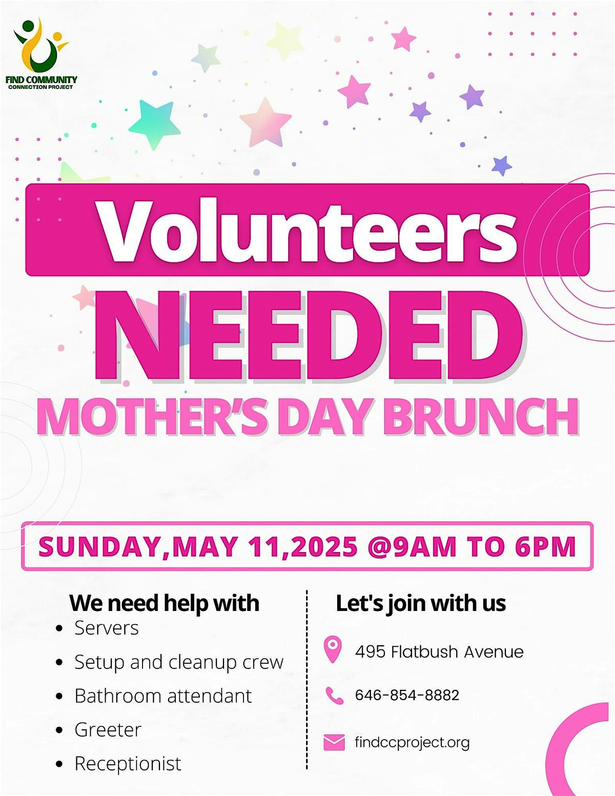 Volunteers Needed – Mother’s Day Scholarship Brunch | Event in Brooklyn | AllEvents