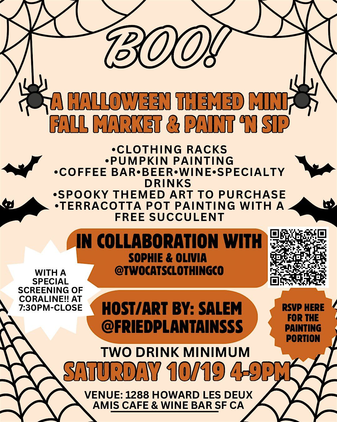 BOO! A spooky themed Paint N Sip & Mini Market, 19 October | Event in San Francisco | AllEvents