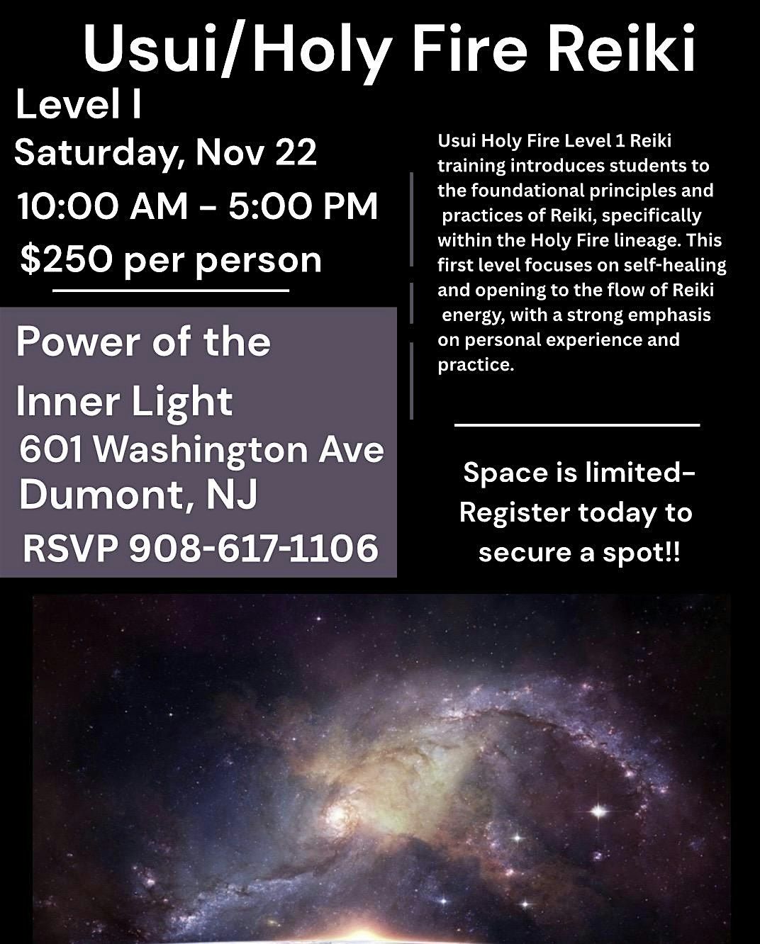USUI Holy Fire Reiki Level I, 22 November | Event in Dumont | AllEvents