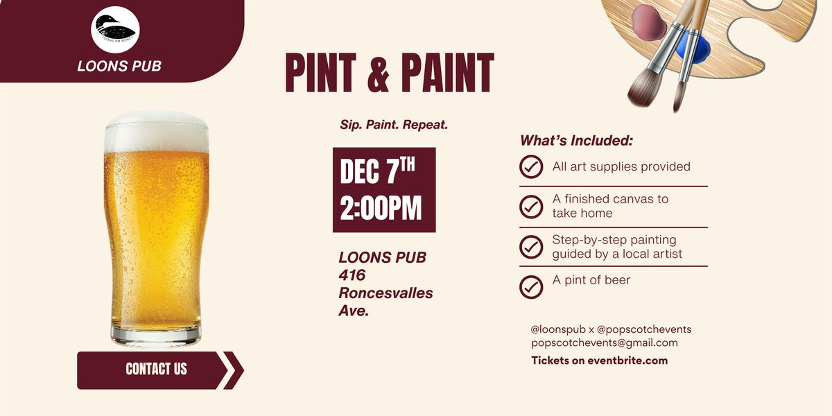 Pint and Paint at Loon's Pub, 7 December | Event in Toronto | AllEvents