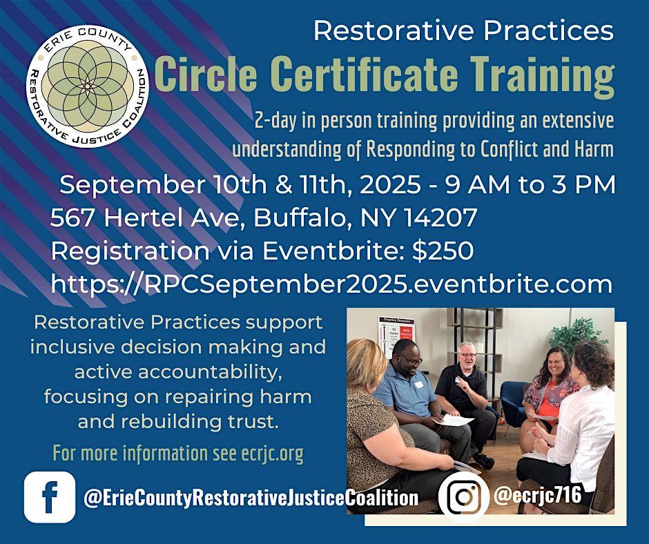 2-Day Restorative Practices Circle Certificate Training, 10 September | Event in Buffalo | AllEvents