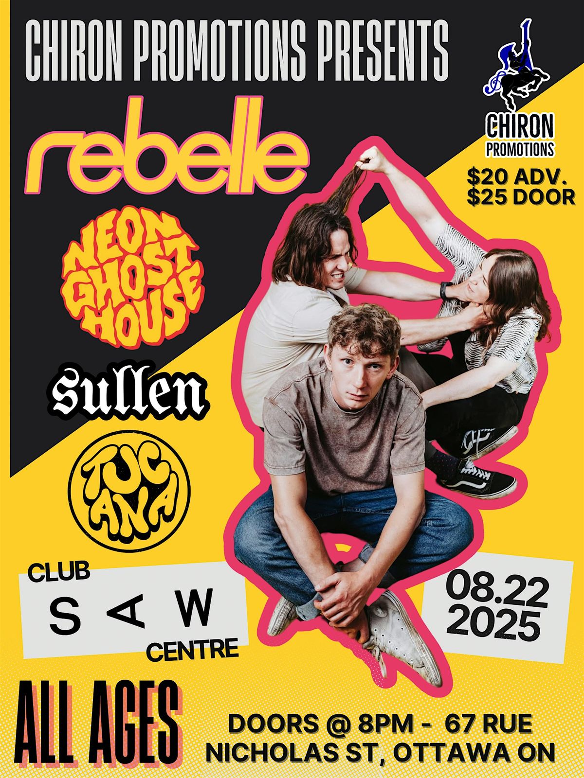 Chiron Promotions Presents: Rebelle, Neon Ghosthouse, Sullen, and Tucana, 22 August | Event in Ottawa | AllEvents