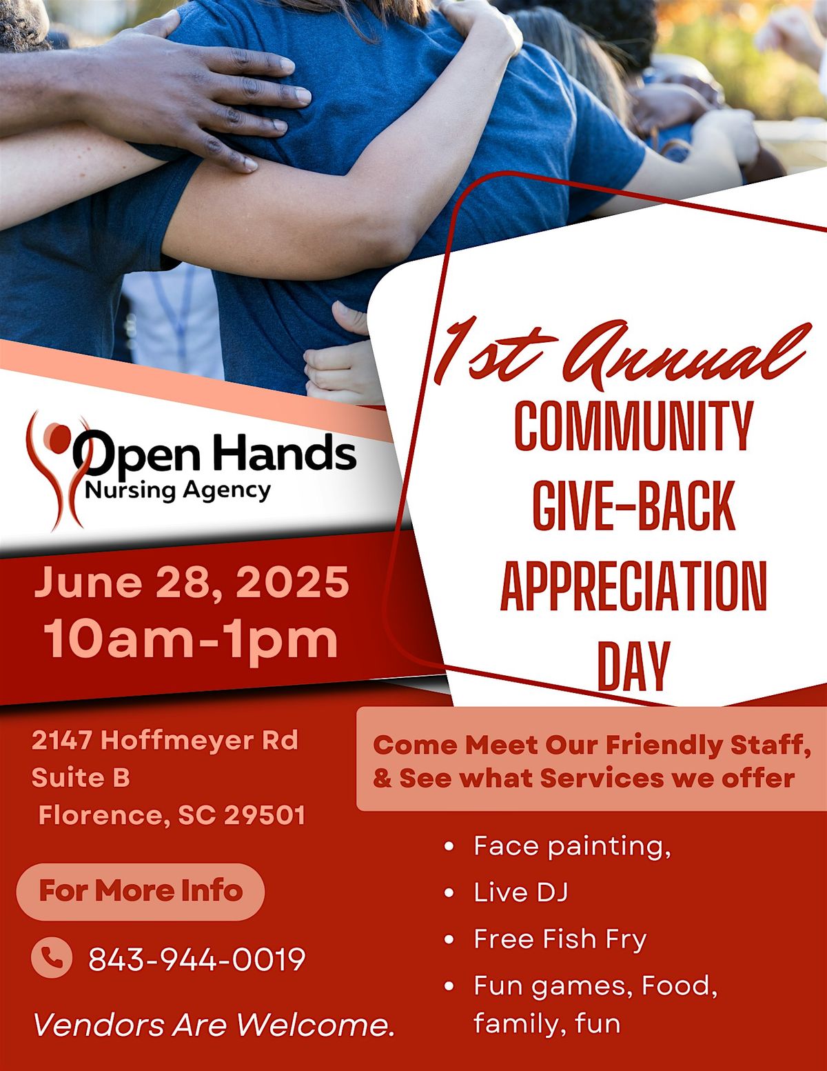 Open Hand Nursing Agency is giving a appreciation , and community give back, 28 June | Event in Florence | AllEvents