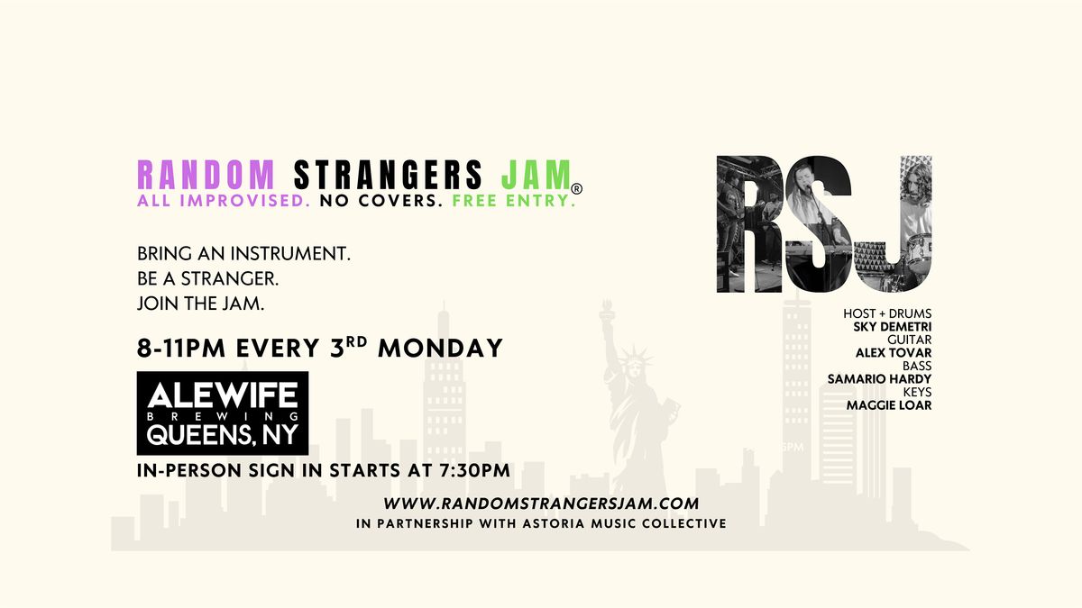 Random Strangers Jam -Free NYC Jam Session- 3rd Mondays 8pm Alewife Brewing, 18 August | Event in Queens | AllEvents