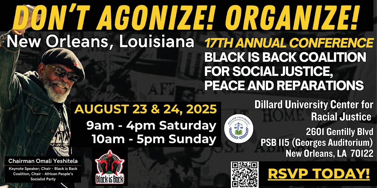 Black is Back Coalition for Social Justice, Peace and Reparations, 23 August | Event in New Orleans | AllEvents