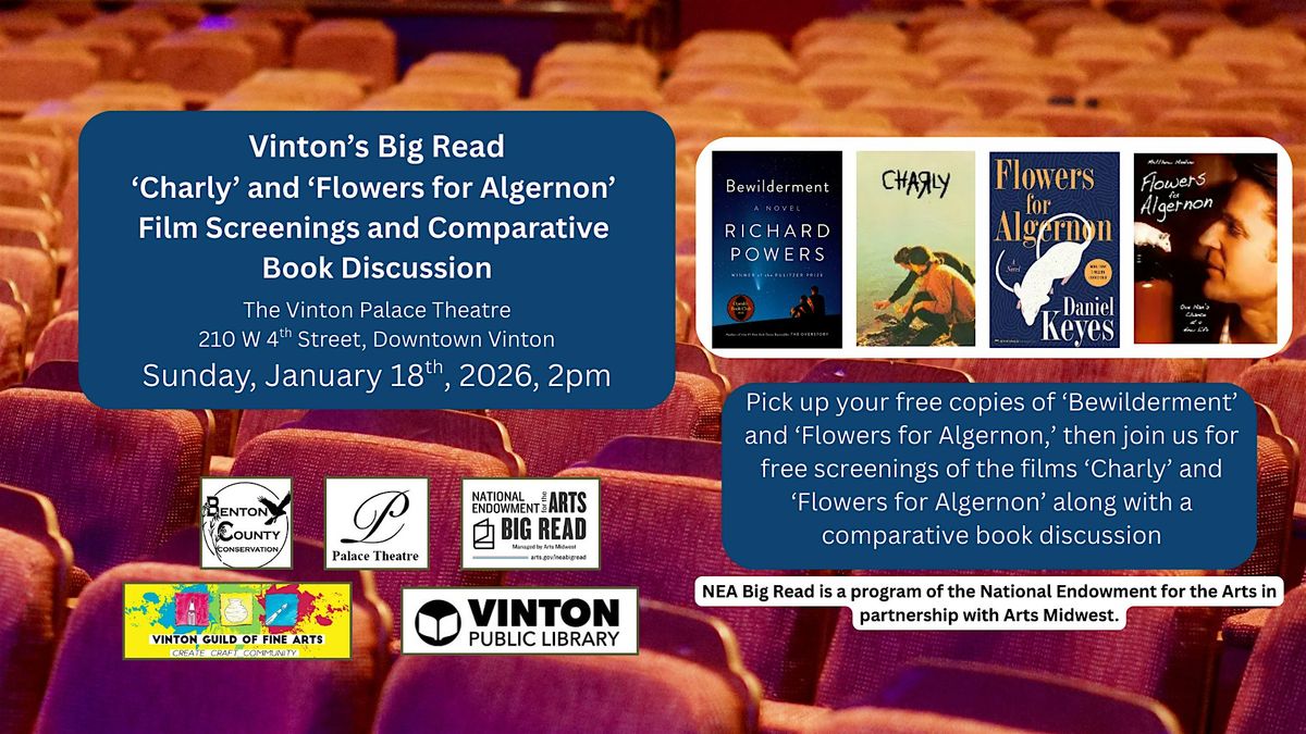 'Charly' and 'Flowers for Algernon' Film Screenings and Book Discussion, 18 January | Event in Vinton | AllEvents