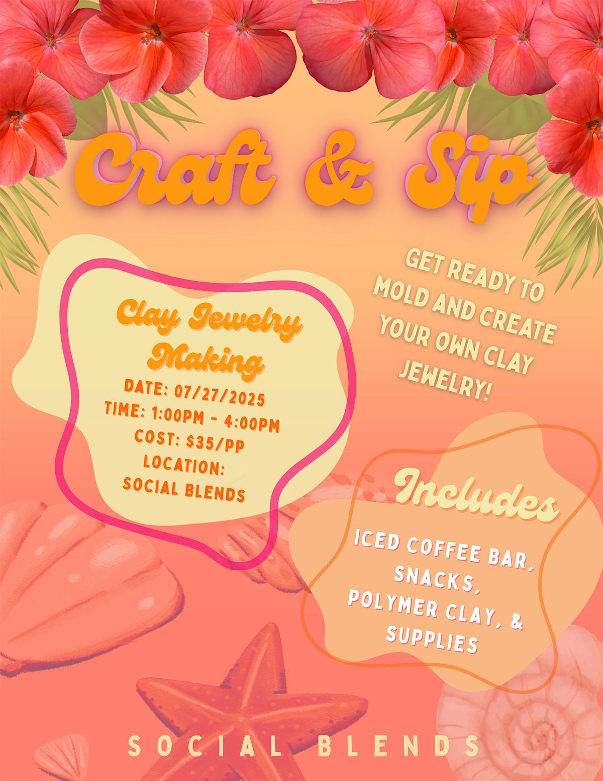 Craft & Sip: DIY clay jewelry making workshop, 27 July | Event in Ocoee | AllEvents