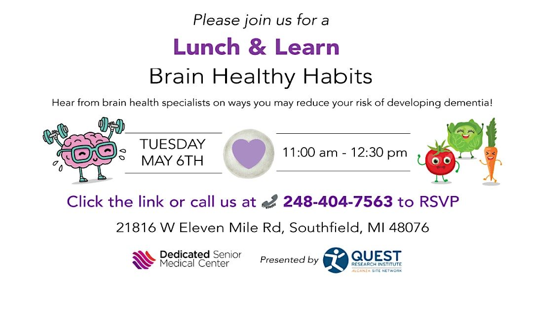 Lunch & Learn | Brain Healthy Habits, 6 May | Event in Southfield | AllEvents
