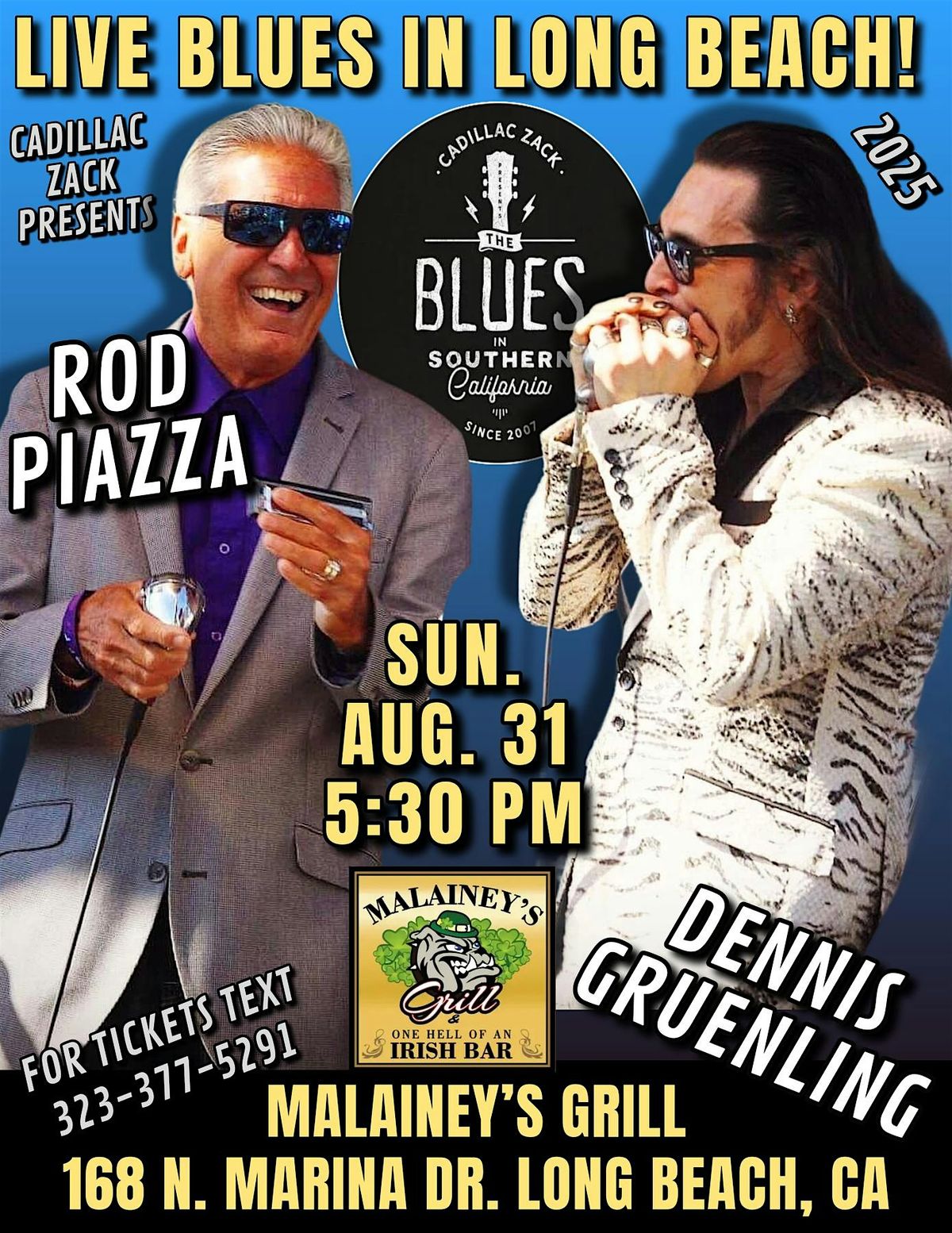 ROD PIAZZA & DENNIS GRUENLING - TWO BLUES HARMONICA TITANS - in Long Beach!, 31 August | Event in Long Beach