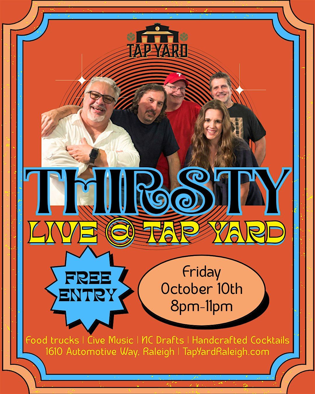 Thirsty LIVE @ Tap Yard, 10 October | Event in Raleigh | AllEvents