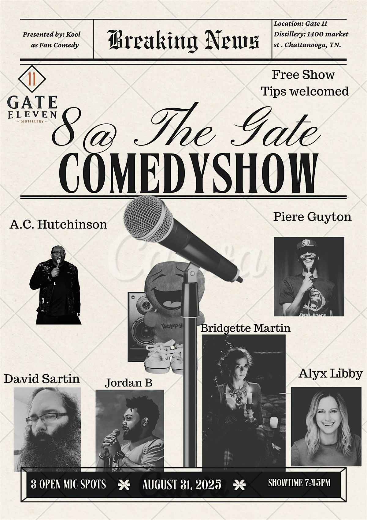 8 @ the gate Comedy showcase, 31 August | Event in Chattanooga | AllEvents