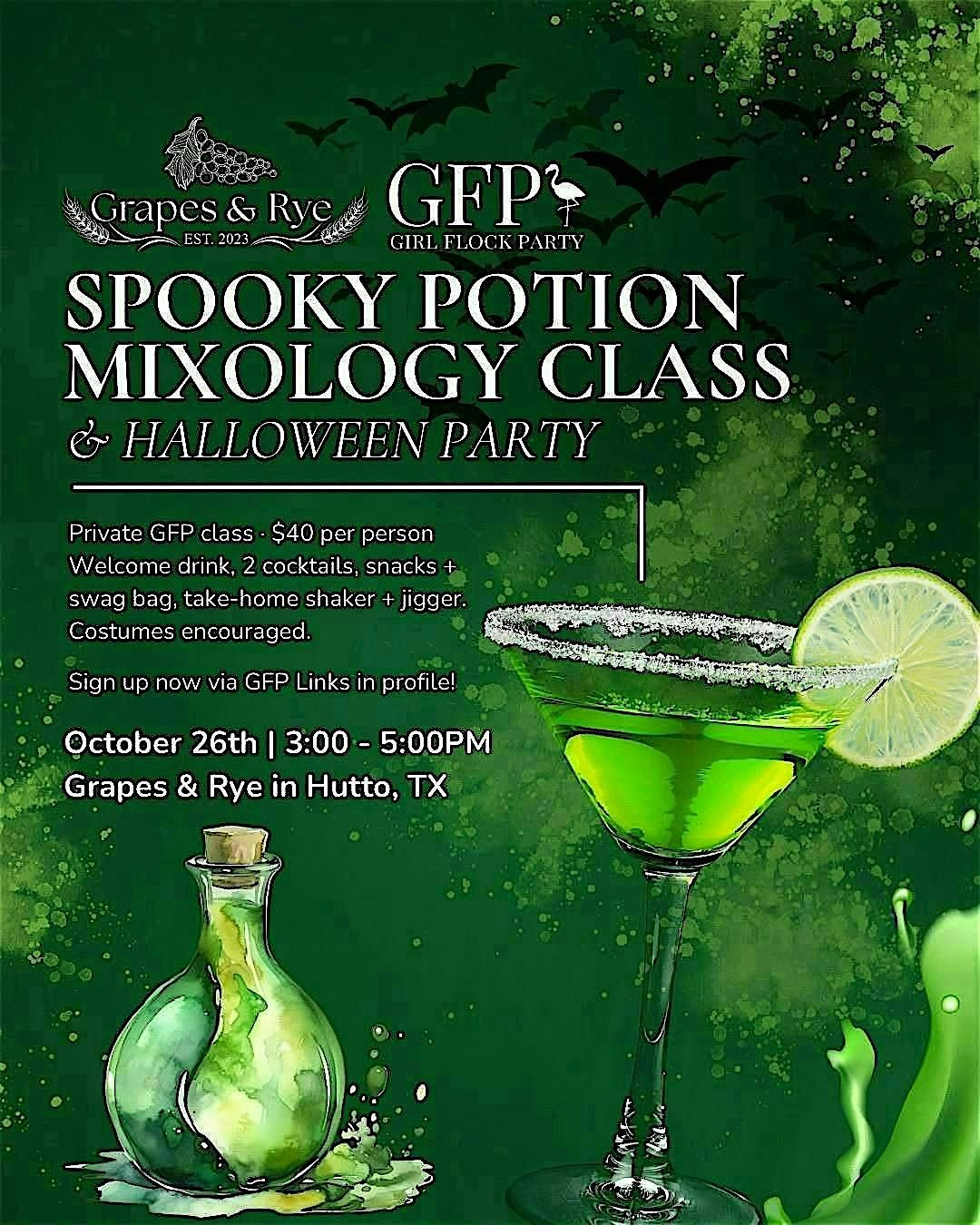 Spooky Potion Mixology Class with GFP, 26 October | Event in Hutto | AllEvents