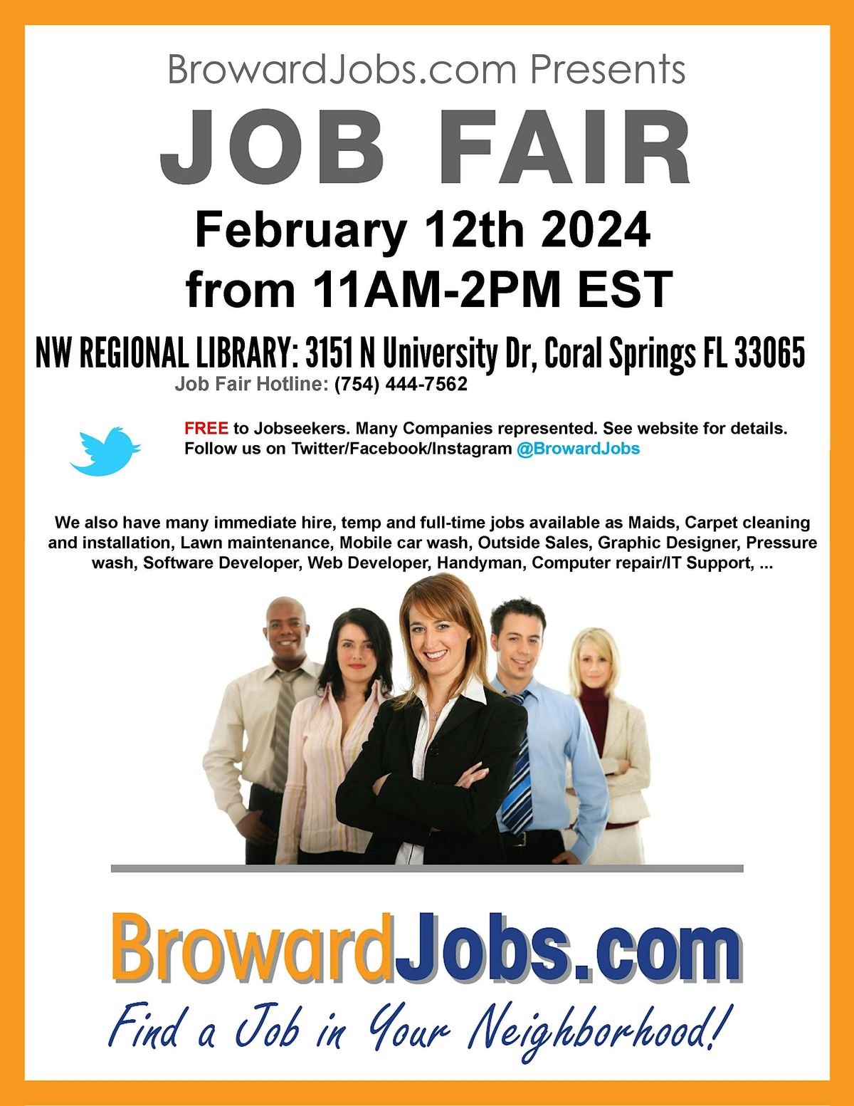 BrowardJobs.com Job Fair / Career Fair  September 30th, 2025  Coral Springs, 30 September | Event in Coral Springs