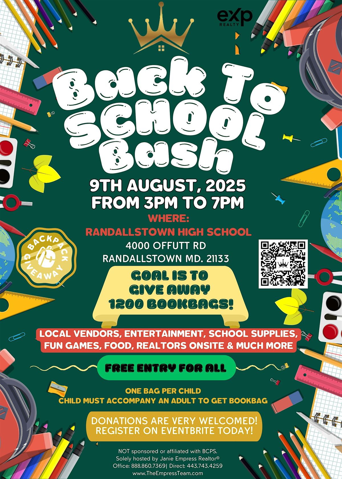 5th Annual Back to School Bash! by The Empress Team, 9 August | Event in Randallstown | AllEvents