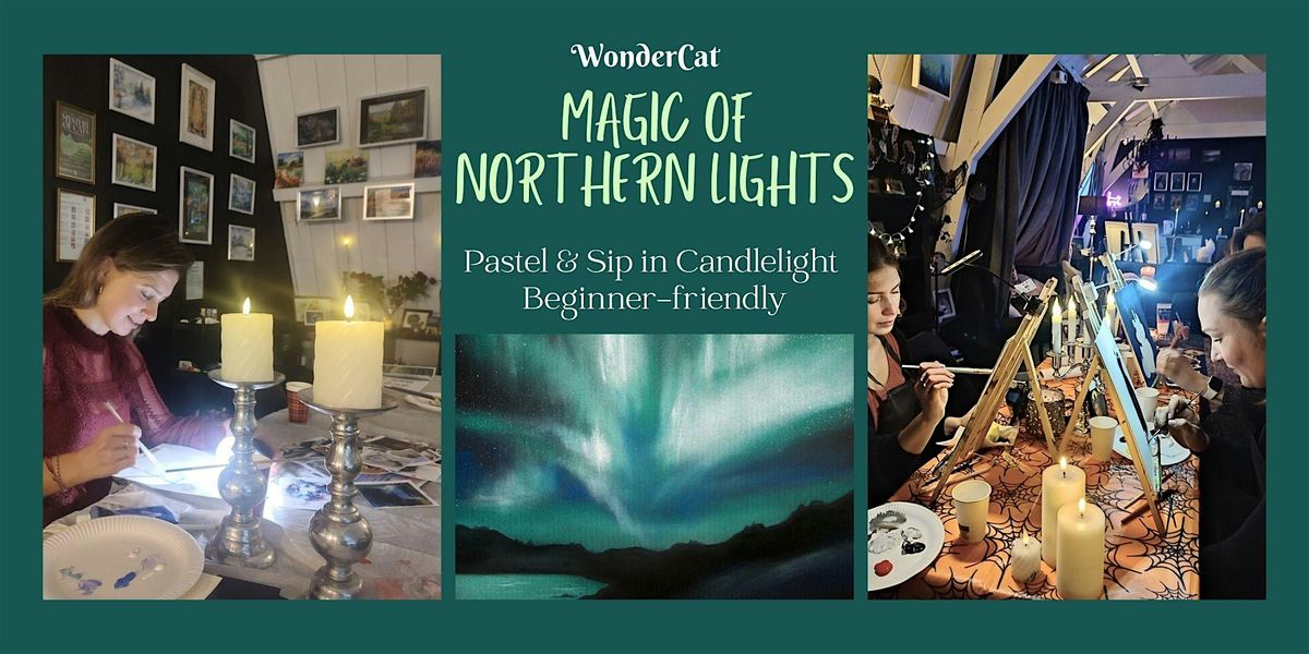 Magic of Northern Lights – Pastel & Sip  in Candlelight Beginner-friendly, 16 December | Event in Leiden