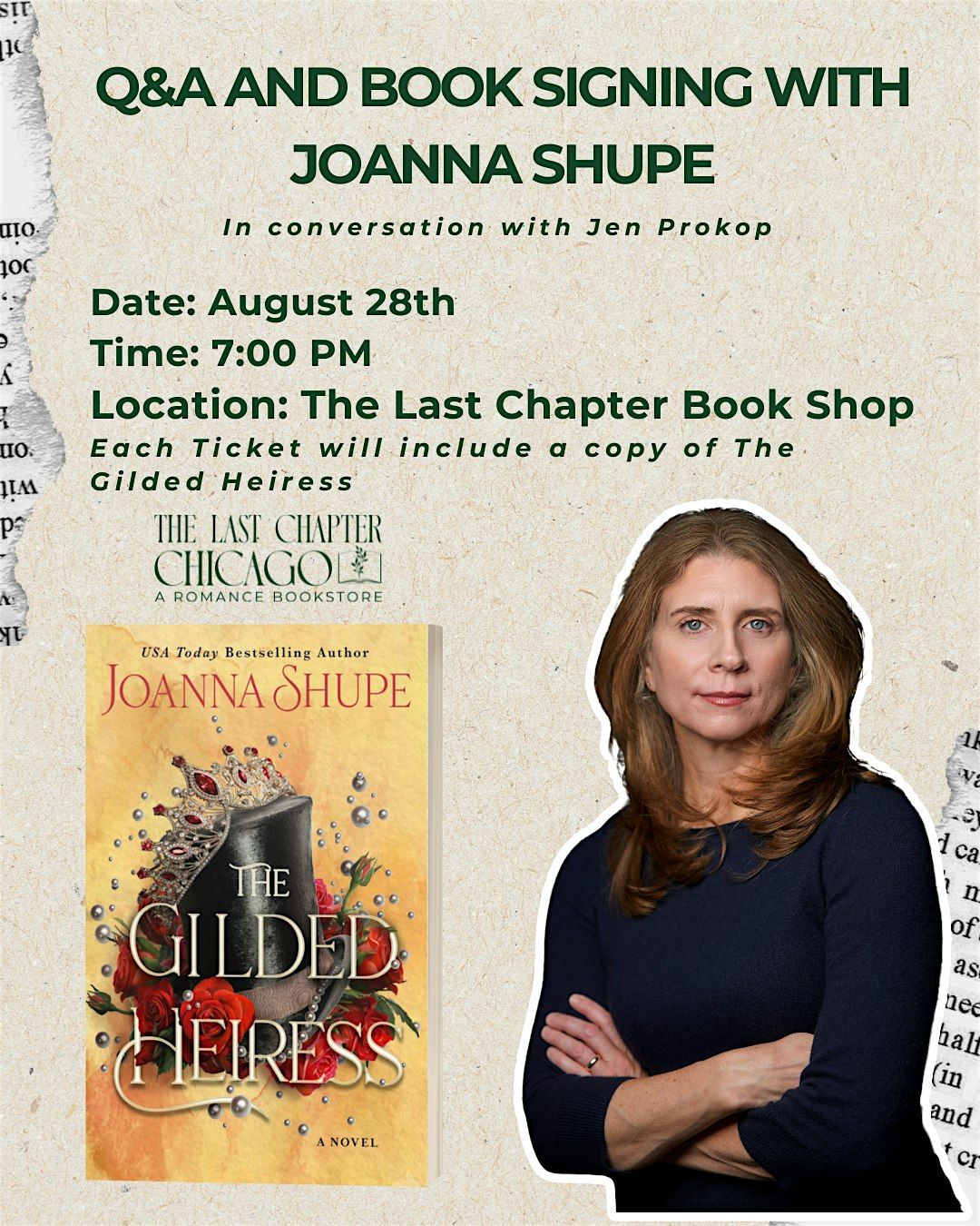 Q&A and Book Signing with Joanna Shupe, 28 August | Event in Chicago | AllEvents
