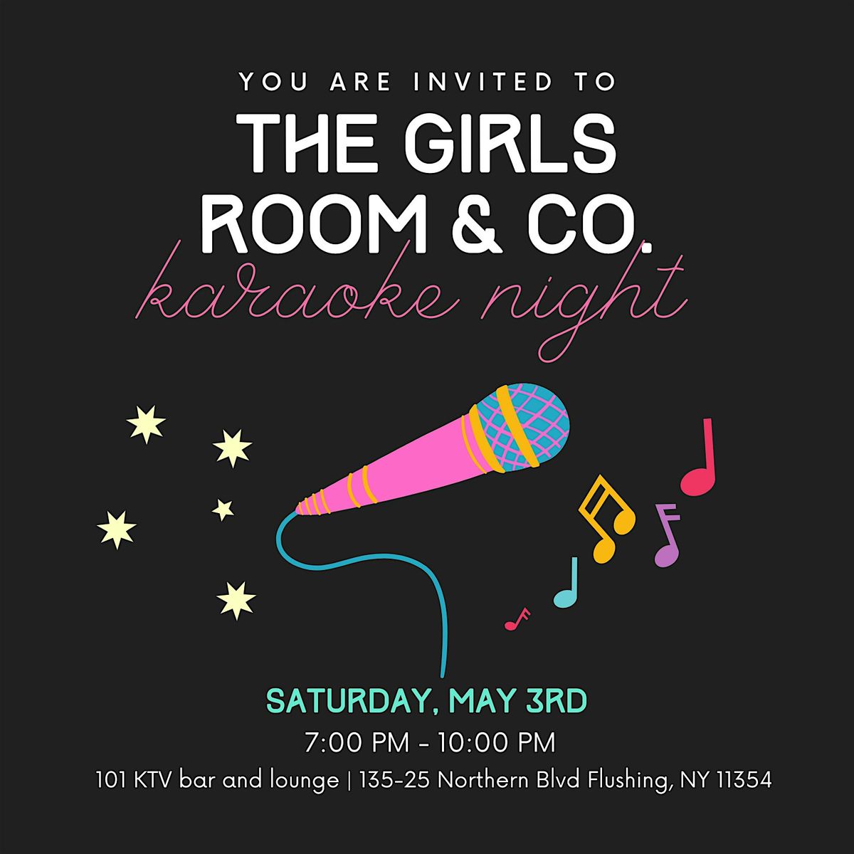 The Girls’ Room & Co. Karaoke Night, 3 May | Event in Queens | AllEvents