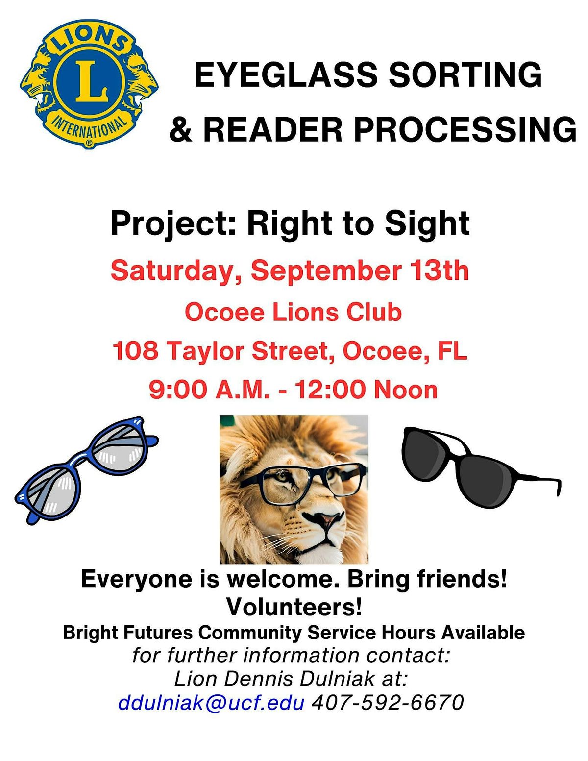 VOLUNTEER OPPORTUNITY!  Help Us Process Donated Eyeglasses, 13 September | Event in Ocoee | AllEvents